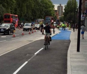 First cyclist through